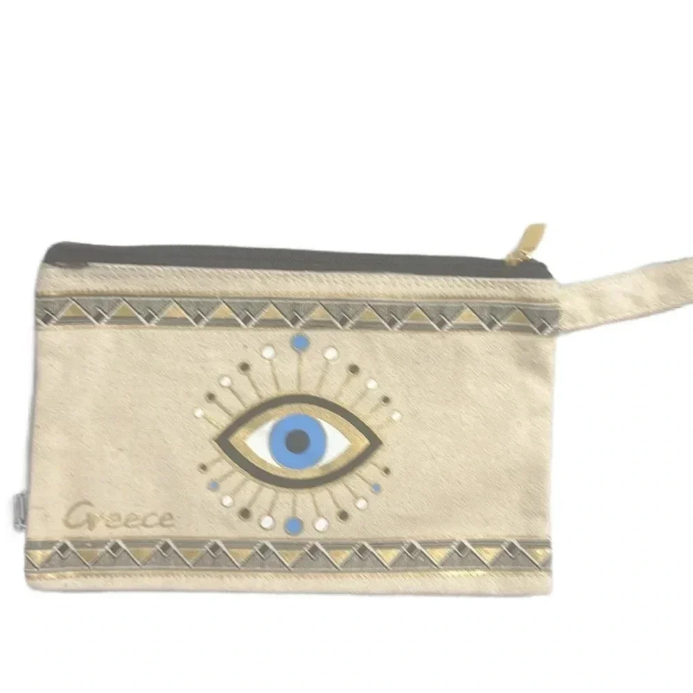 Beige Evil Eye Clutch - Evil Eye Bag/wristlet/ - Picture 1 of 3